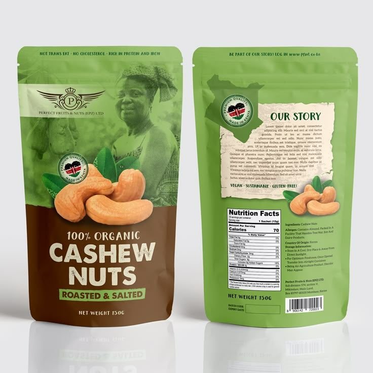 Custom Cashew Nuts Pouch Packaging Design and Printing