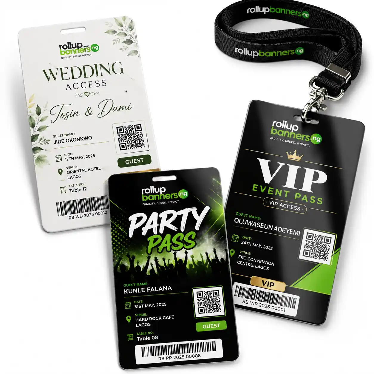 Custom Event Pass, Wedding and Party Access Card Printing in Nigeria
