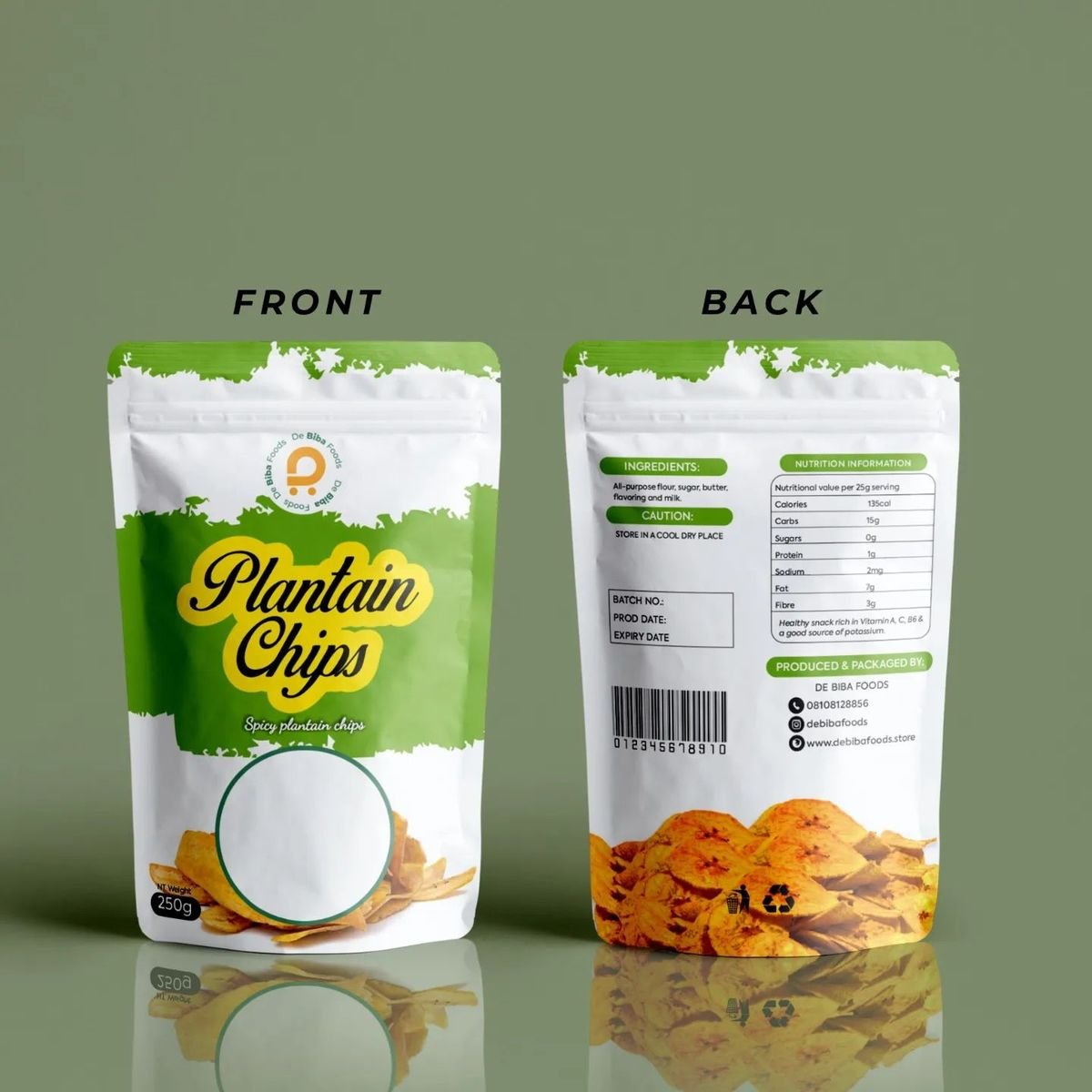 Custom Plantain Chips Pouch Design and Printing