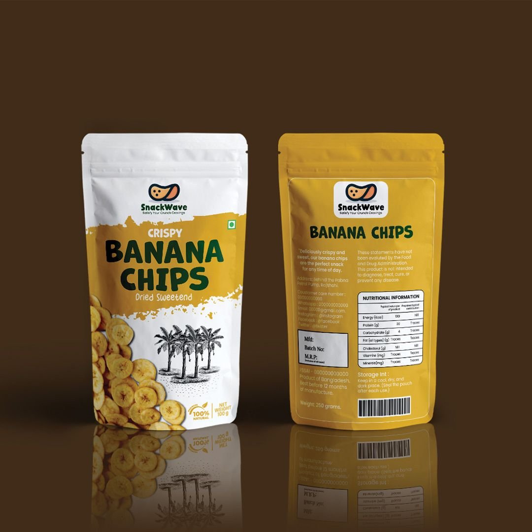 Dried Banana Chips Pouch Packaging Design and Printing