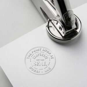 Embossed seal on white paperEmbossing Company Seal