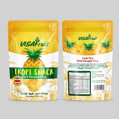 Get Dried Pineapple Pouch Packaging Design Printing